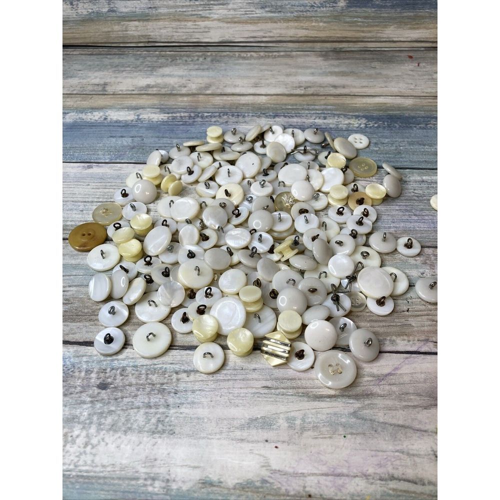 Lot Of Over 150 Buttons MOP Shell White Vintage Sewing Crafts Art Deco Rare